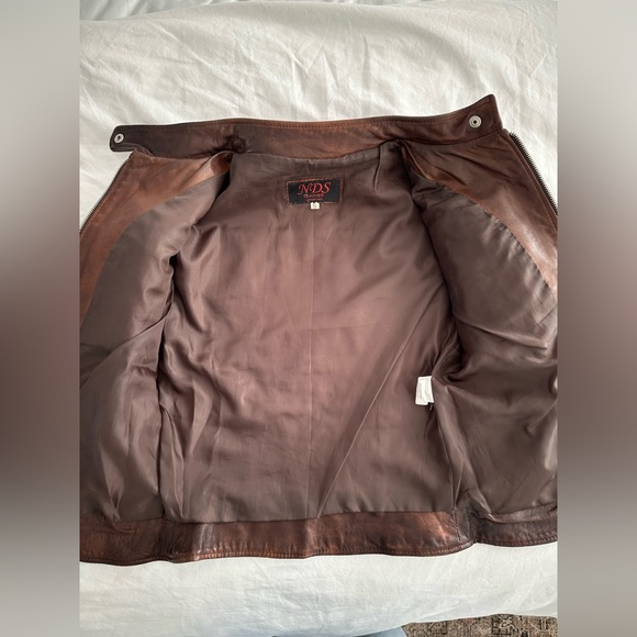 Brown Leather Moto jacket - Picture 10 of 14